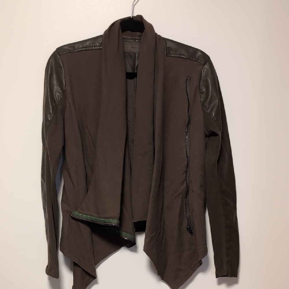 Brown and Olive Jacket with Leather Accents